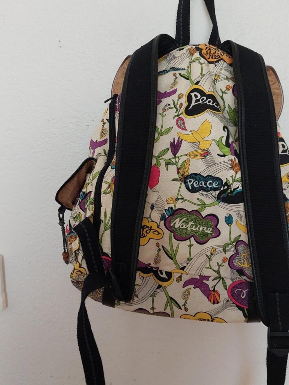 Sakroots multicoloured backpack with adjustable straps peace birds zipper #boho - Picture 7 of 7